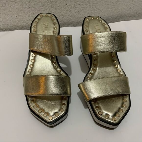 Cecelia New York Beecher Platform Sandal Metallic Gold Leather 8.5 M - Picture 2 of 12